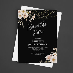 Save the Date Elegant Floral 50th Birthday