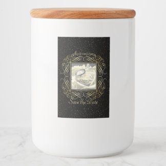 Save the Date Elegant Gold Foil Dots Script Food Label