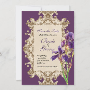 Save the Date - Elegant Iris Monogram Invitation