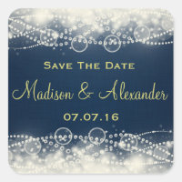 Save The Date Elegant Lace and Pearls on Dark Blue