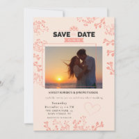 Save the Date – Elegant Pink Floral Photo Wedding