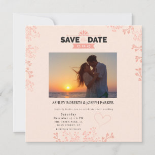 Save the Date – Elegant Pink Floral Photo Wedding  Invitation