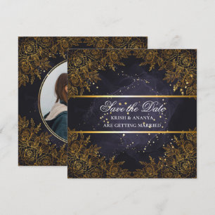 Save the date, Elegant Purple and black Wedding Invitation