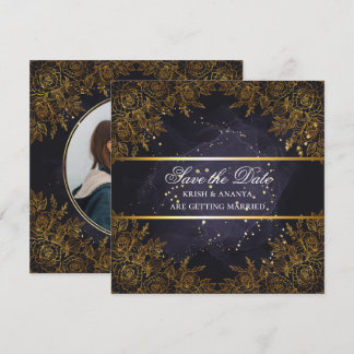 Save the date, Elegant Purple and black Wedding  Invitation