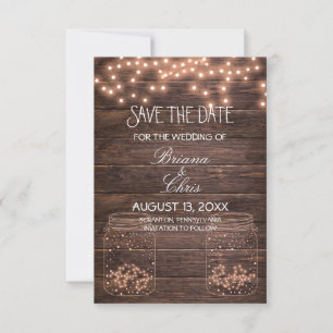 Save the Date Elegant Rustic Mason Jar Lights