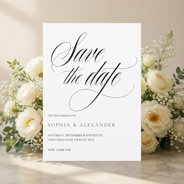 Save the Date Elegant Script Calligraphy Invitation (Creator Uploaded)