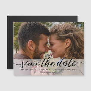 Save the date Elegant Script engagement photo