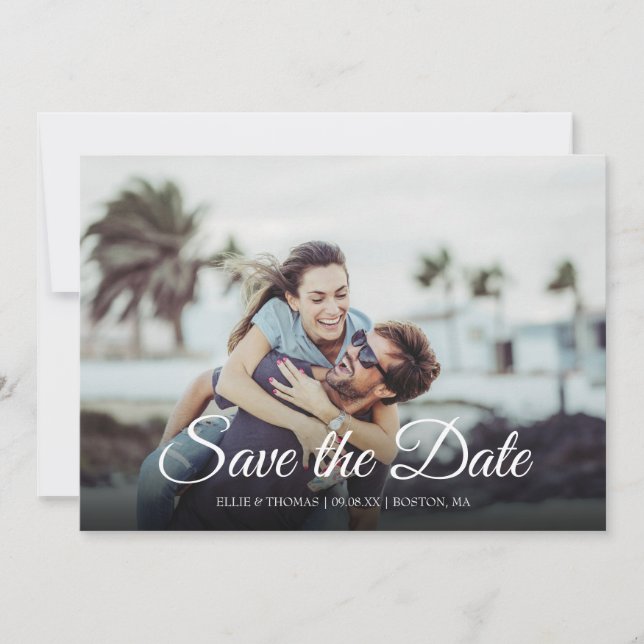 Save the Date Elegant Script Modern Photo (Front)