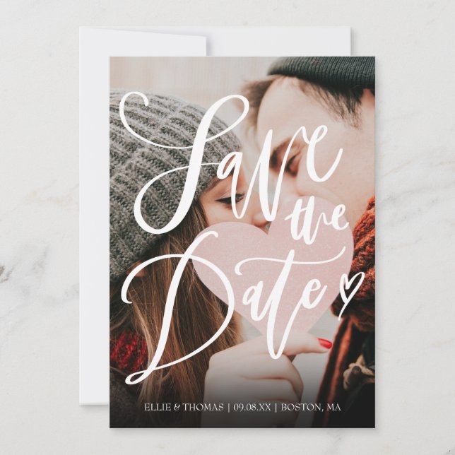 Save the Date Elegant Script Modern Photo Invitation (Front)