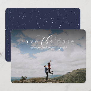 Save the date elegant script photo card