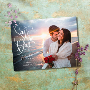 Save the Date Elegant Script Photo Postcard