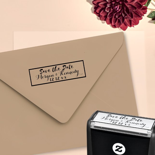 Save The Date Elegant Wedding Self Inking Stamp (Add your names and wedding date and get stamp happy!)