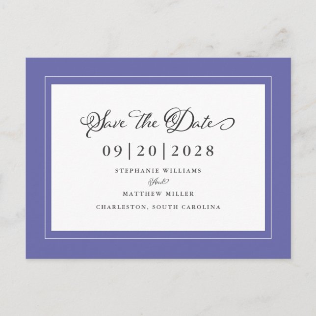 Save The Date Elegant Wedding Trendy Announcement Postcard (Front)