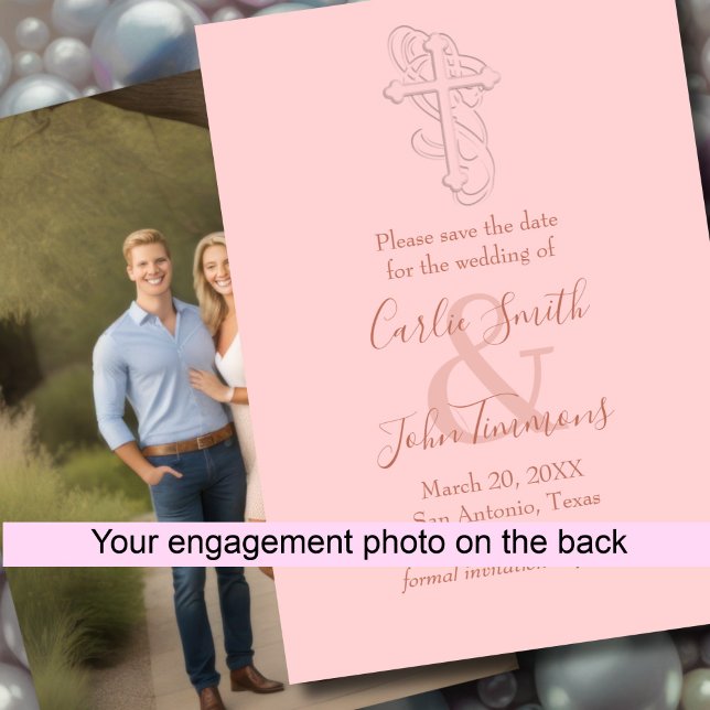 Save the Date Embosed Look Cross Any Colour Photo (Creator Uploaded)