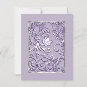 Save the Date Embossed Purple Damask