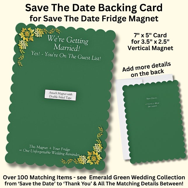 Save The Date - Emerald & Gold Magnet Backing Card (Creator Uploaded)