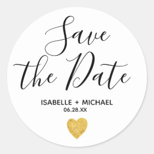 Save the Date Envelope Seals with Gold Heart