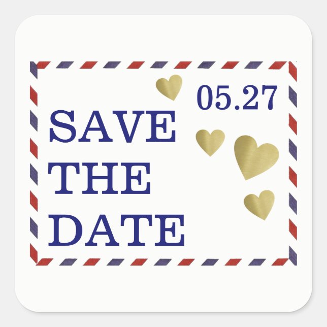 save-the-date envelope/ special day  square sticker (Front)