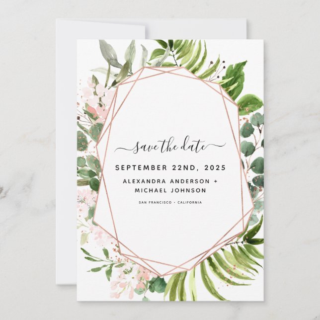 Save the Date Eucalyptus Greenery Geometric (Front)