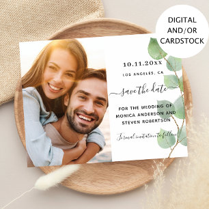 Save the date eucalyptus greenery photo wedding