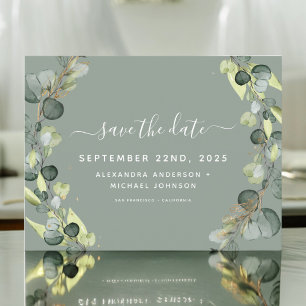 Save the Date Eucalyptus Greenery Succulent Announcement Postcard