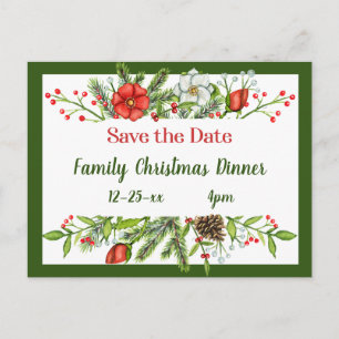 Save the Date Family Christmas Dinner Invite Postcard