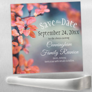 Save The Date Family Reunion Autumn Leaves Bokeh