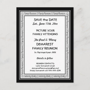 Save the Date Family Reunion Border Postcard