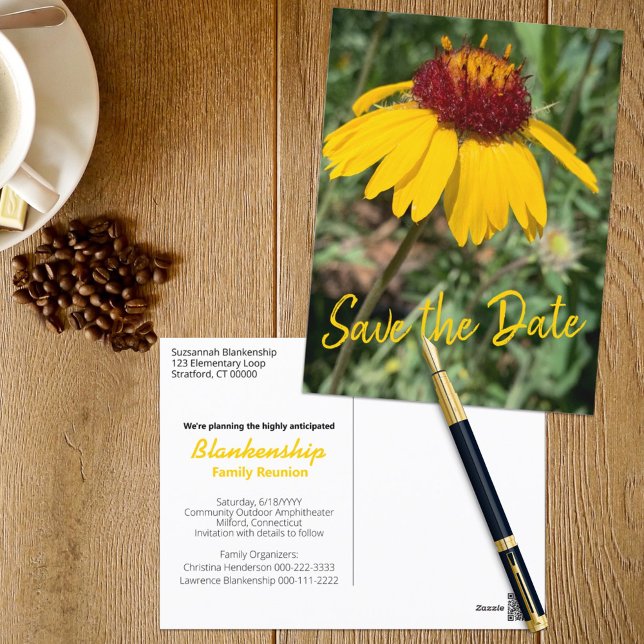 Save The Date Family Reunion Replaceable Photo Postcard (This floral family reunion designed SAVE THE DATE announcement also serves as an invitation. )