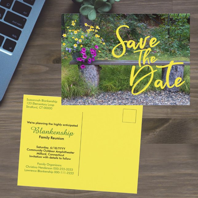 Save The Date Family Reunion Rustic Rural Floral  Postcard (Creator Uploaded)