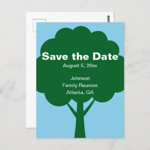 Save the Date Family Reunion with Name & Tree Postcard