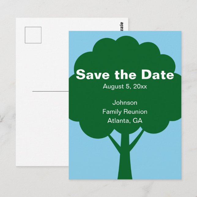 Save the Date Family Reunion with Name & Tree Postcard (Front/Back)
