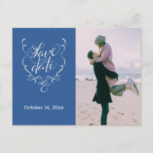 Save the Date Fancy Text and Photo Postcard