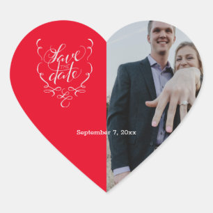 Save the Date Fancy Text and Photo Save the Date Heart Sticker