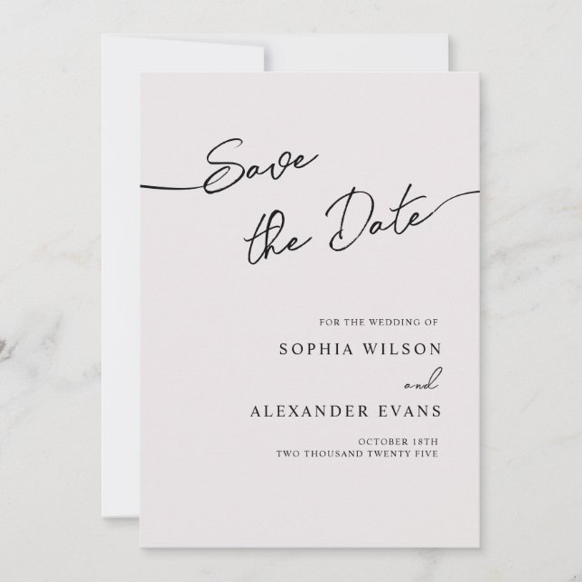 Save The Date Flat Card for a Boho Chic Wedding. (Front)