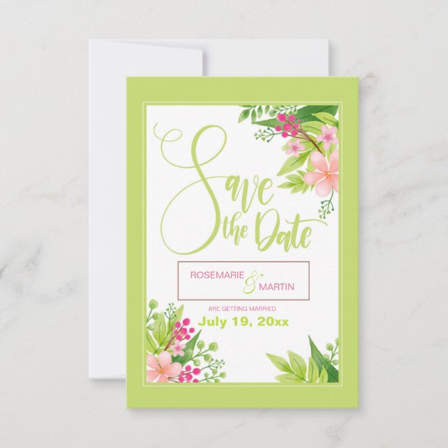 Save the Date Floral Announcement (Front)