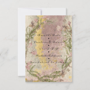 Save The Date Floral Cottage Linen Mint Pink Gold