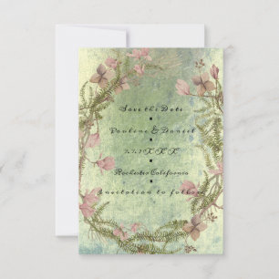 Save The Date Floral Cottage Old Mint Pink Blue