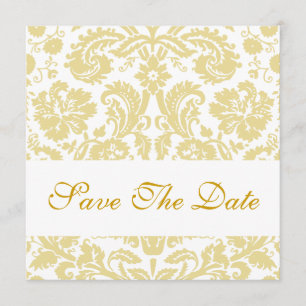 Save The Date Floral Cream White Damask