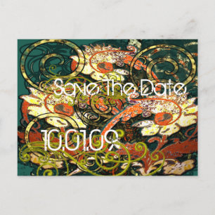 Save the Date- Floral Distressed - Announcement Postcard