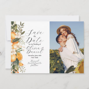 Save The Date Floral Flowers Fruit Oranges Photo