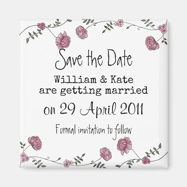 Save the date floral magnet (Front)