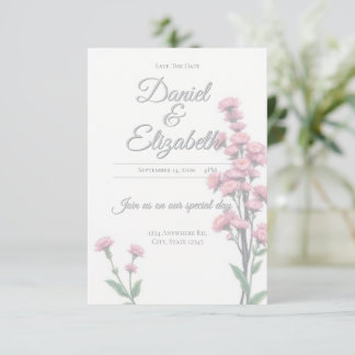 Save The Date floral wedding invitation