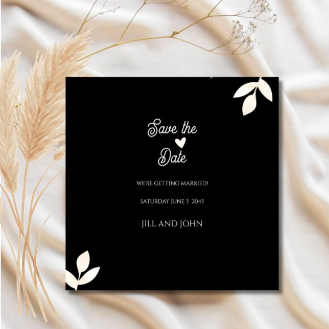 Save the Date Floral Wedding Invitation Black (Creator Uploaded)