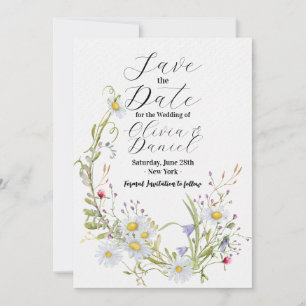 Save The Date Floral Wildflower Wedding Daisy