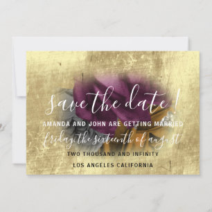 Save The Date Floral Wreath Purple Gold 
