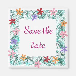 Save the date, flower border magnets