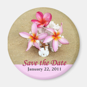 Save the Date Flowers on Beach Magnet