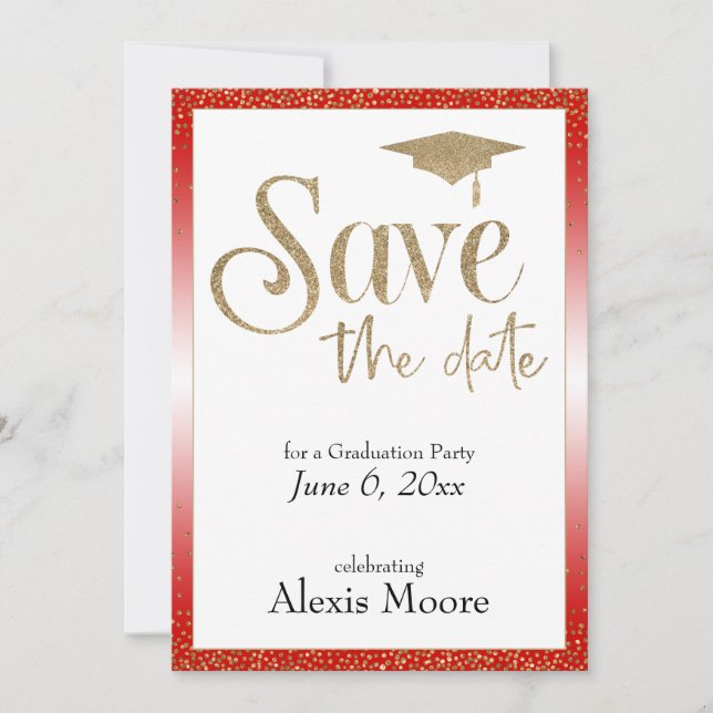 Save the Date for a Graduation Party Cherry Red Invitation (Front)