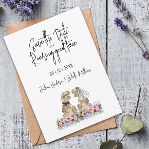 Save the Date for a Roaring Funny Dinosaur Wedding